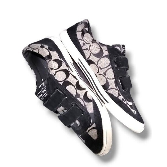 Coach New York Size 6.5 B Womens Priya Black Signature Print Strap Sneakers GUC - Picture 16 of 16